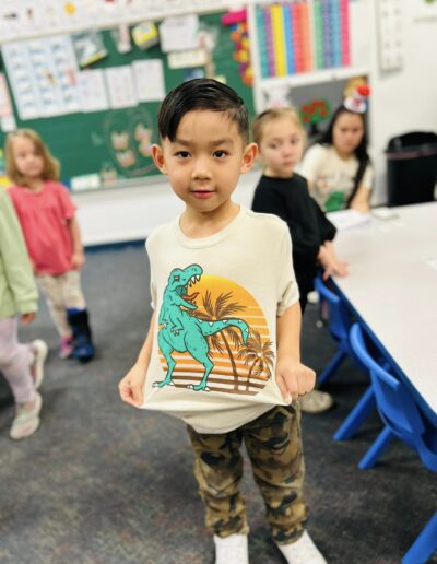 Boy with dinosaur shirt at Spring Hill Academy Preschool